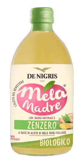 Mela madre aceto mele biologico non filtrato con zenzero 500 ml